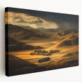 Large canvas print of a Mongolian landscape in muted earth tones, ideal for kitchen wall art.