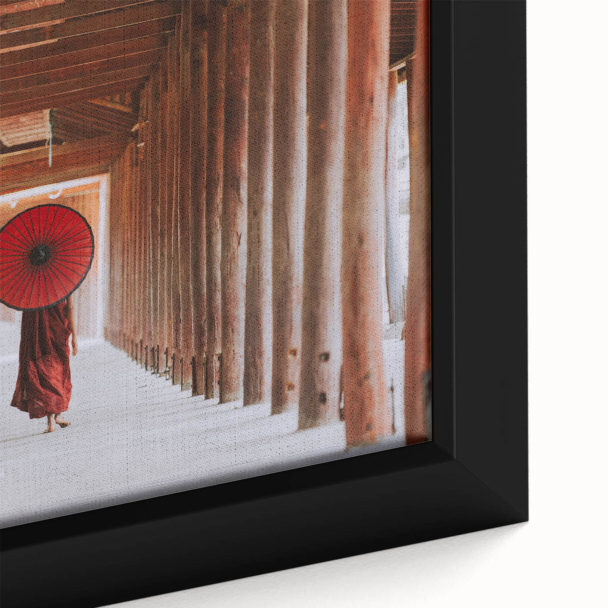Framed canvas featuring a textured, colorful depiction of a Myanmar landscape in muted earth tones.