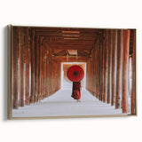 Framed canvas wall art featuring a vintage-style landscape of Myanmar with golden and black tones, ideal for bedroom decor.