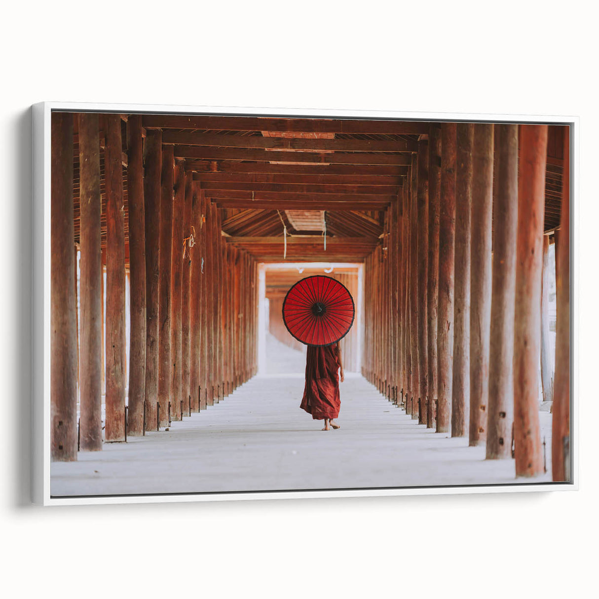 Vintage poster art of a Myanmar scenery on a framed canvas with colorful art in extra large size.