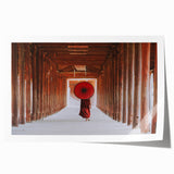 Extra large rolled print depicting a serene Myanmar landscape with vibrant green and soft blue tones.