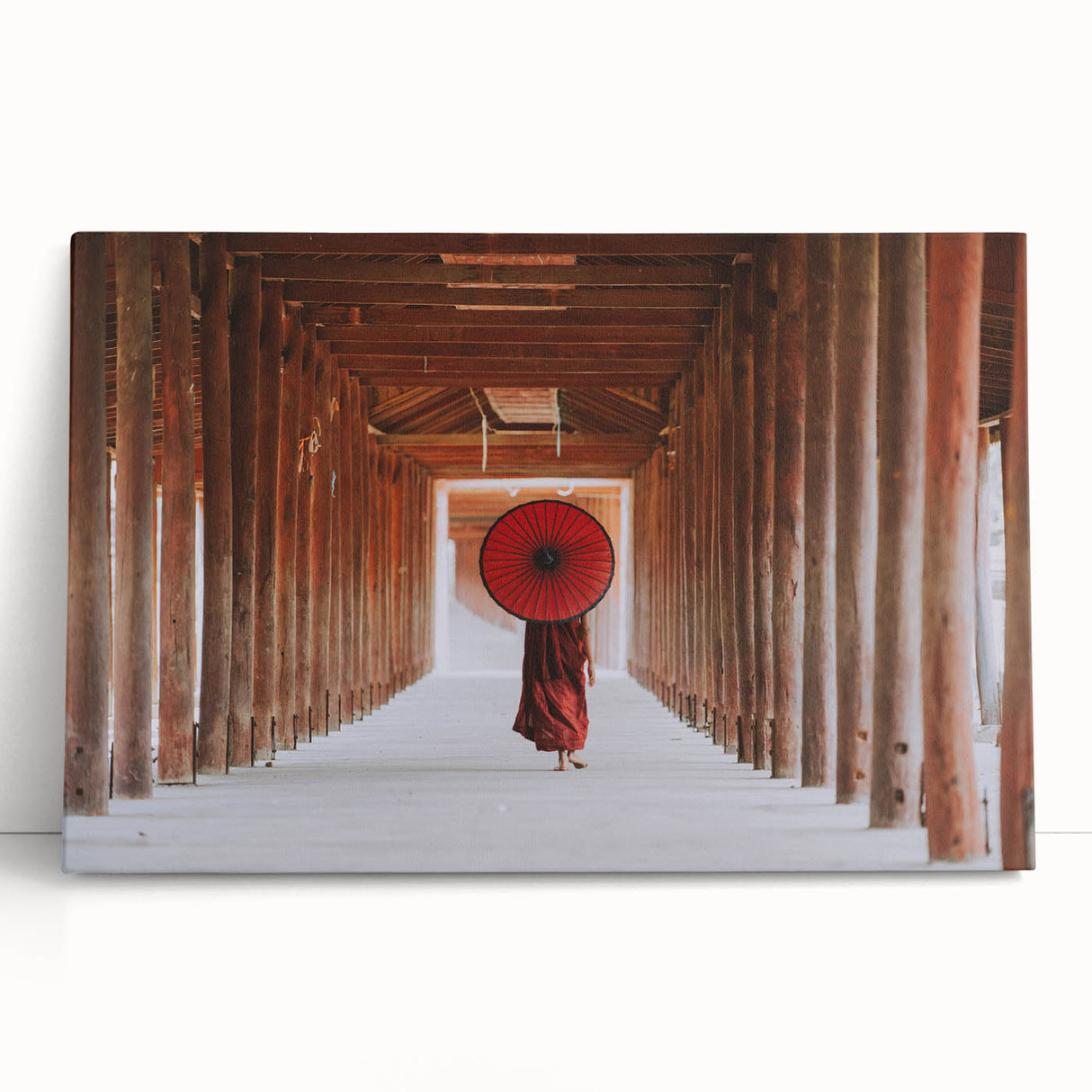 Black and white photograph of a Myanmar landscape on stretched canvas, ideal for kitchen wall art or bedroom decor.