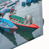 Large abstract wall art depicting a scenic Nepalese landscape in muted earth tones on acrylic glass.