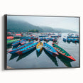 Black and white framed canvas featuring a vintage-style landscape of Nepal, ideal for bedroom wall decor.