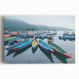 Black and white stretched canvas featuring a panoramic view of a Nepalese landscape, ideal for kitchen wall art.