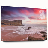 Large abstract wall art depicting a scenic Pakistani landscape on acrylic glass, ideal for dining room decor.