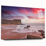 Large abstract wall art on acrylic, featuring a serene Pakistani landscape in cool blue and green tones.