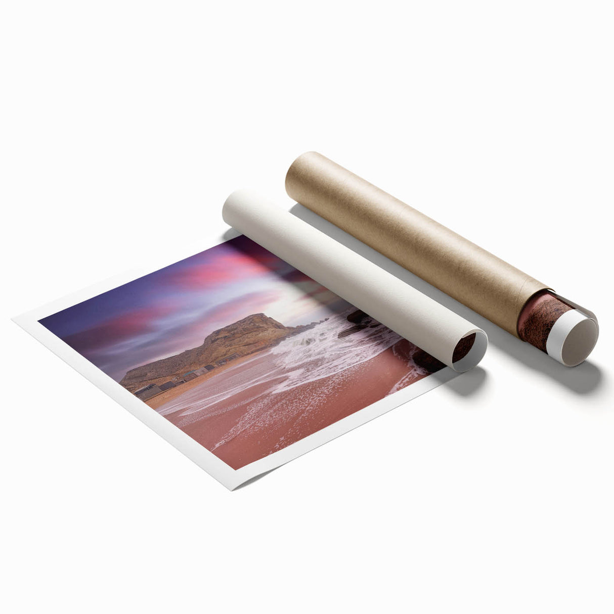 Extra large rolled canvas print featuring a serene floral scene in soft pink and green tones.