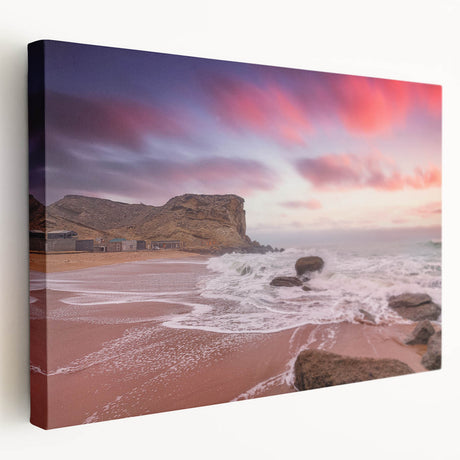 Large canvas print of a serene Pakistani landscape in soft green and blue tones, ideal for kitchen wall art.