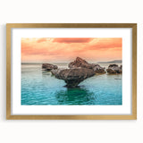 Extra large framed abstract art print depicting a textured Philippine scenery in gold tones, ideal for living room decor.
