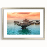 Textured art depicting an abstract Philippine landscape in muted earth tones on a framed silver mat.