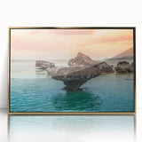 Framed acrylic print of a serene Philippine landscape in earthy tones, ideal for modern art wall decor.