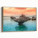 Framed canvas depicting a vintage-style landscape of the Philippines with muted gold and black tones.