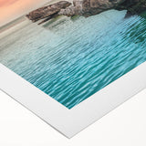 Art deco poster of a Philippine landscape on rolled canvas, featuring muted earth tones, ideal for dining room decor.