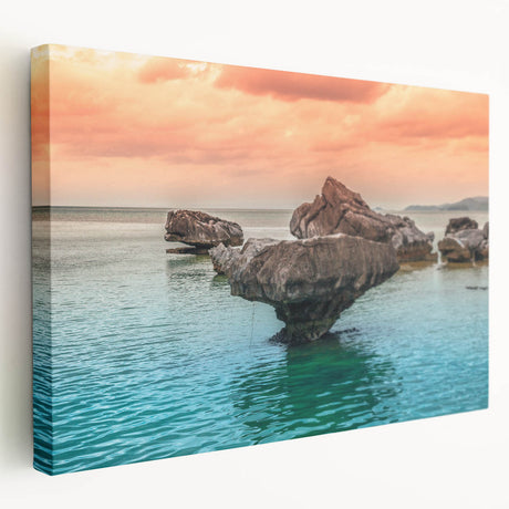 Large art of a serene Philippine landscape on stretched canvas, featuring lush greenery and a tranquil lake.