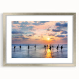 Textured abstract art print of Sri Lankan scenery in muted earth tones, framed in silver, ideal for bedroom art.