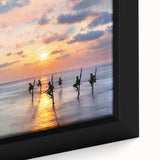 Black wall art featuring a textured, colorful scenery of Sri Lanka on a framed canvas, ideal for living room decor.