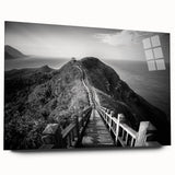 Large abstract wall art depicting a Taiwanese landscape in muted earth tones on acrylic glass.