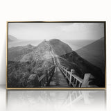 Mid-century modernist art of a Taiwanese landscape in gold frame, acrylic print, suitable for modern art wall decor.