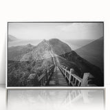 Modern art wall decor featuring a serene Taiwanese landscape in muted greens and blues on a framed acrylic print.