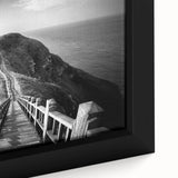 Close-up of a black framed canvas featuring a textured, colorful Taiwanese landscape, ideal for living room decor.