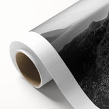 Art deco poster of Taiwan scenery in muted green and blue tones on rolled canvas.