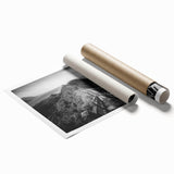 Extra large rolled print of a serene Taiwanese landscape with lush florals in soft greens and blues.