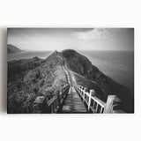Black and white large art print of Taiwan scenery on stretched canvas, ideal for kitchen wall art.
