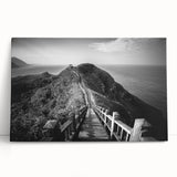 Black and white stretched canvas featuring a serene Taiwan landscape, ideal for kitchen wall art or bedroom ambiance.