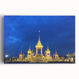Black and white stretched canvas of Bangkok skyline, ideal for kitchen wall art.
