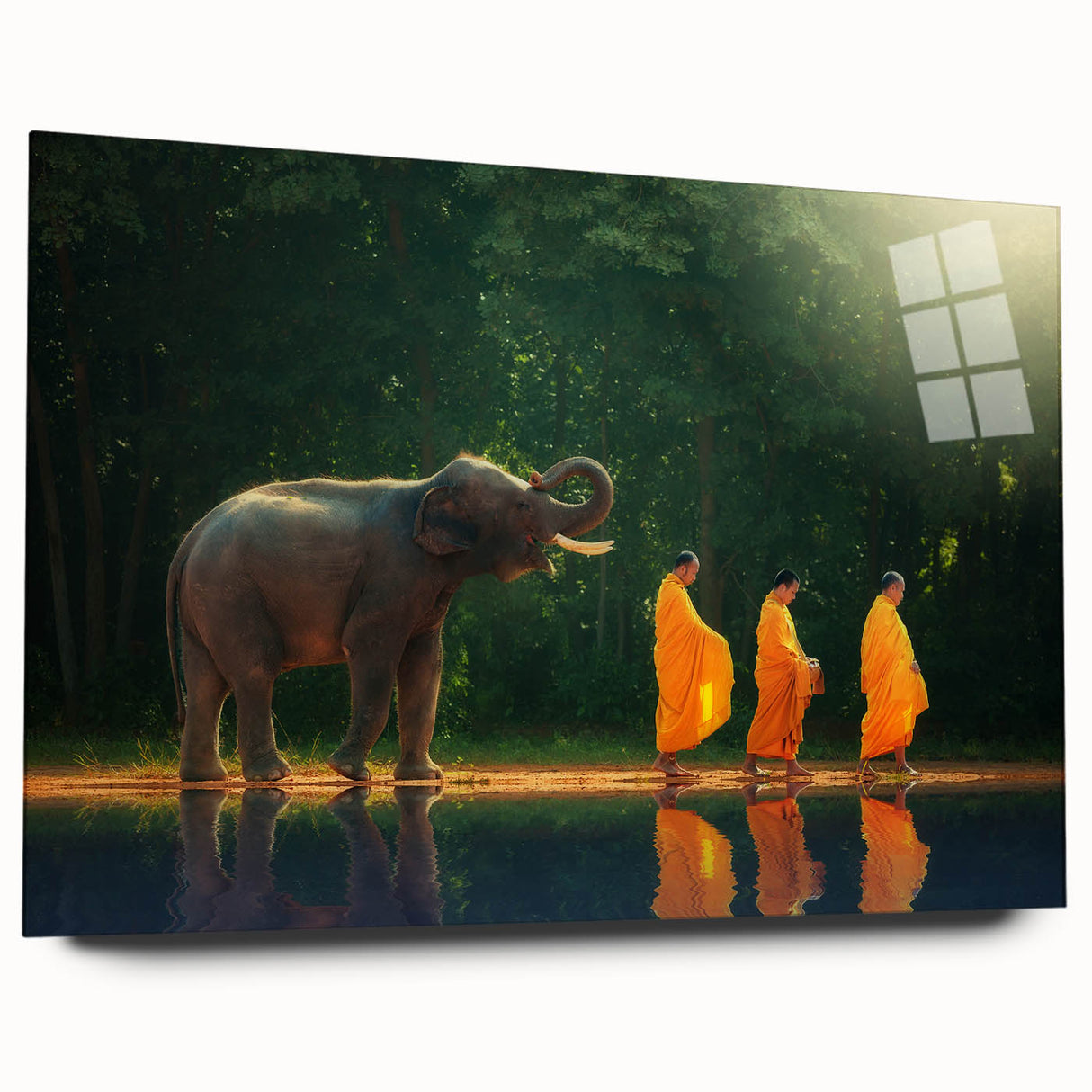 Acrylic print of a large abstract depiction of a Thai landscape in vibrant earth tones, ideal for bedroom or dining room art.