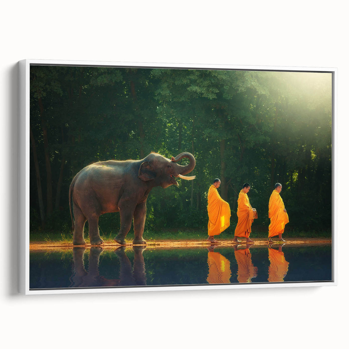 Vintage poster art of a colorful Thai landscape on a framed canvas, ideal for living room decor.