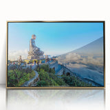 Framed acrylic print of a serene Vietnamese landscape in muted earth tones, ideal for modern art wall decor.