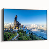 Black and white wall art of a Vietnamese landscape on framed canvas, ideal for bedroom decor.