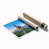 Extra large rolled print of a Vietnamese landscape, featuring muted green and blue tones, ideal for classy bathroom wall art.