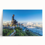 Black and white photo of a Vietnamese landscape on stretched canvas, ideal for kitchen wall art or bedroom ambiance.