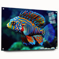 Acrylic print of the Great Barrier Reef with vibrant blue and green tones, suitable for bedroom or dining room decor.