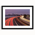 Extra large abstract art print of colorful, textured scenery of Perth, on a black framed canvas, ideal for living room decor.