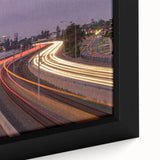 Framed canvas of a textured, colorful depiction of the Perth skyline, primarily in black, ideal for living room decor.