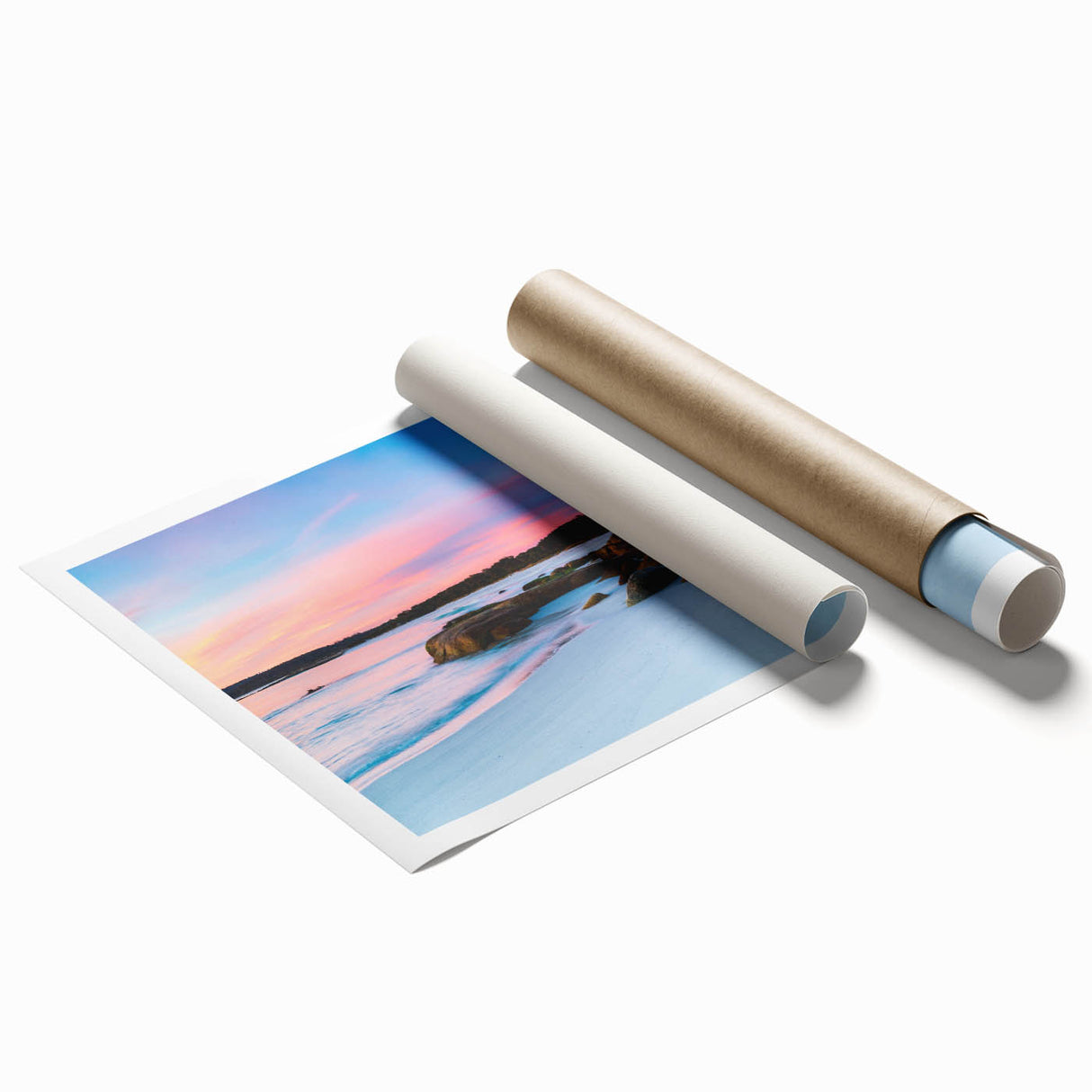 Extra large rolled print of Tasmania scenery with vibrant green and blue tones, ideal for classy bathroom wall art.
