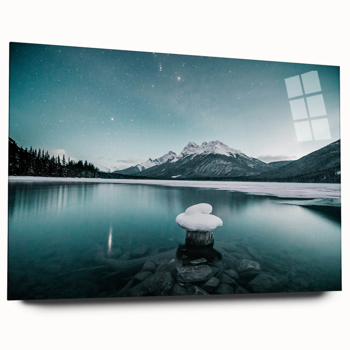 Acrylic print of Alberta, Canada scenery with muted earth tones, suitable for bedroom or dining room decor.