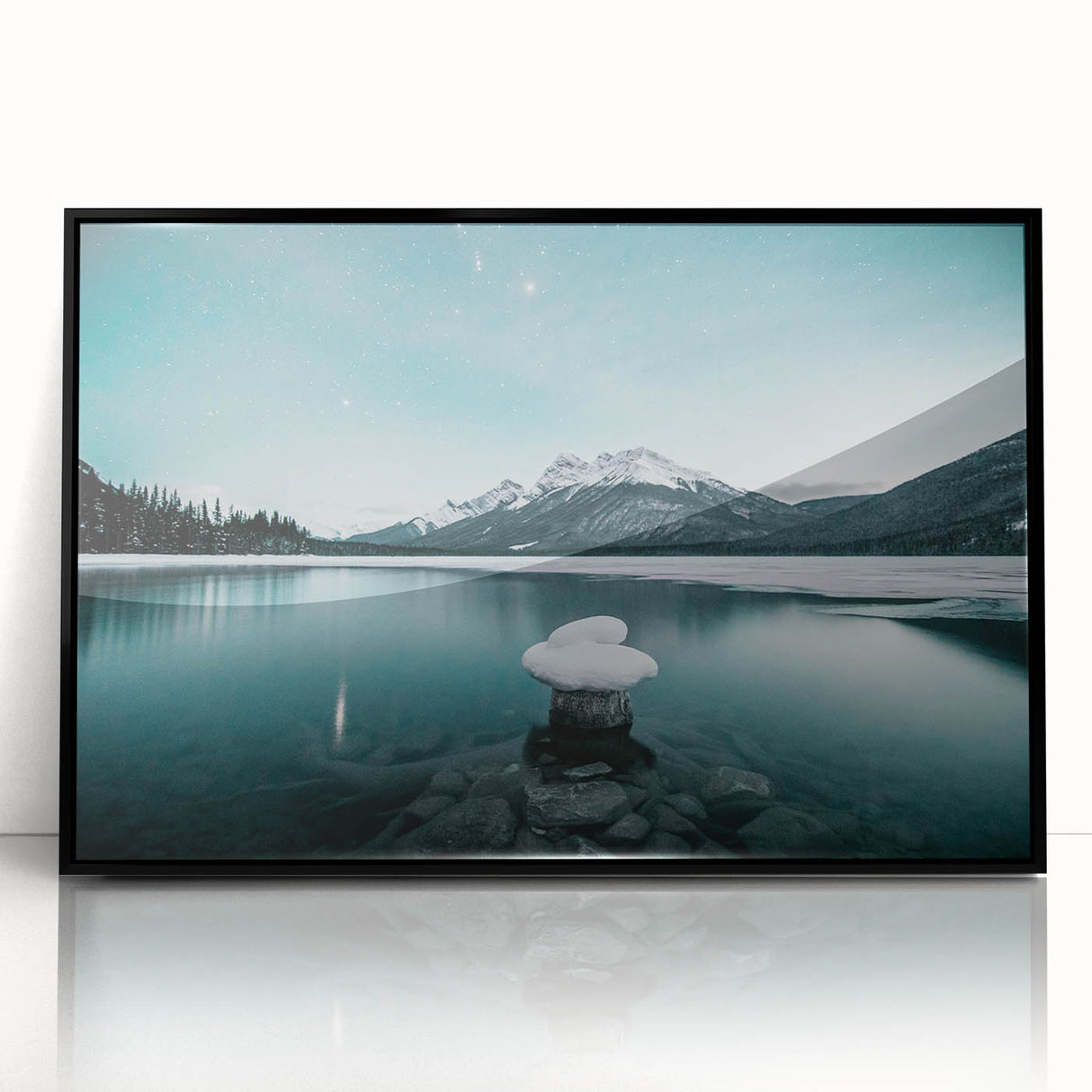 Large abstract wall art depicting Alberta, Canada scenery in muted earth tones on framed acrylic.