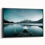 Black and white landscape art painting of Alberta, Canada on framed canvas, suitable for bedroom wall decor.
