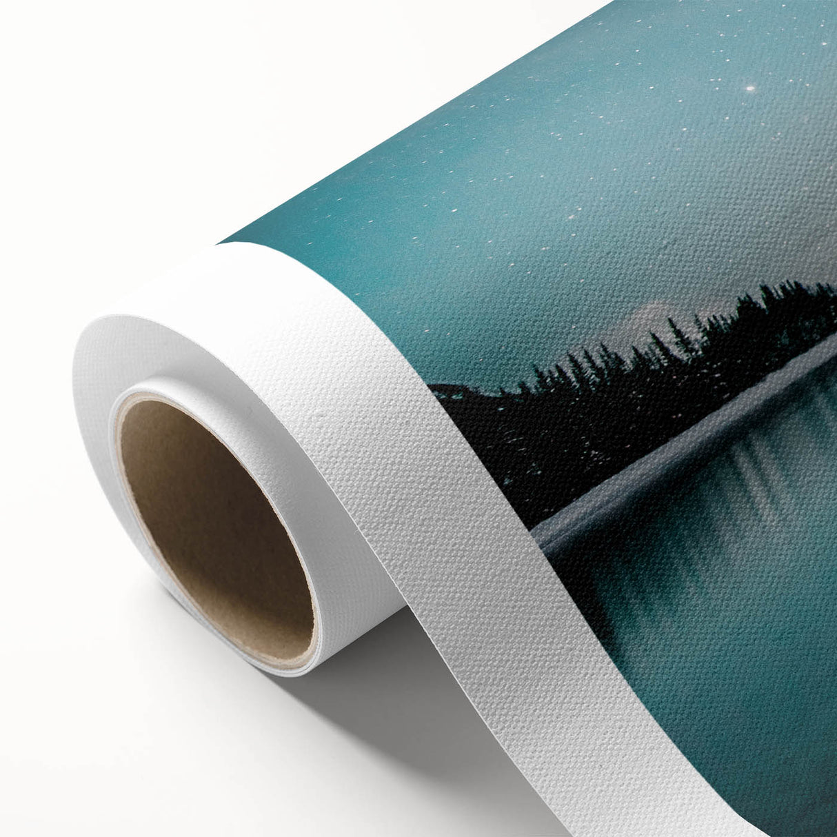 Art deco poster of Alberta, Canada scenery on rolled canvas, featuring muted earth tones, ideal for nursery wall art.