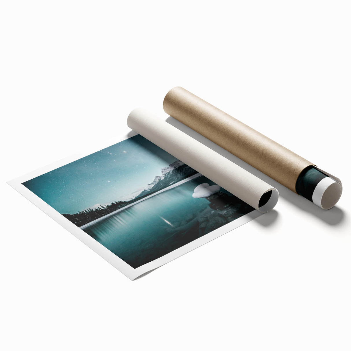 Scenic Alberta landscape with vibrant greens and blues on a rolled canvas, suitable for large living room or bathroom decor.