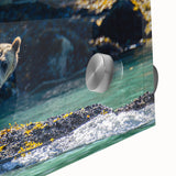 Large abstract wall art depicting the British Columbia scenery in muted earth tones on acrylic glass.