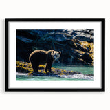 Extra large abstract art print of a colorful, textured British Columbia scenery on a framed canvas.