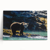 Black and white photograph of British Columbia scenery on large stretched canvas, ideal for kitchen wall art.