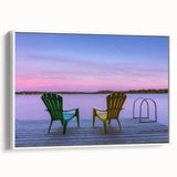 Vintage poster art of Manitoba scenery on extra large framed canvas, featuring vibrant colors and black accents.