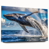 Large abstract wall art of New Brunswick scenery in muted green and blue tones on acrylic glass.